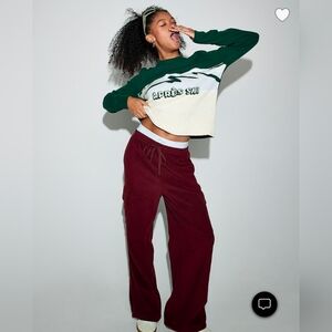 Victorias Secret Pink Collegiate Knit Crewneck Sweater Warm Winter Apres Ski Lg.